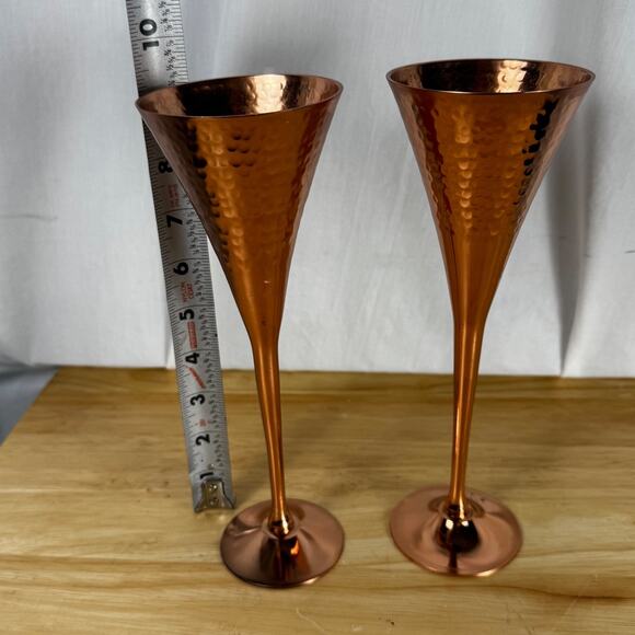 Luxurious Hammered Copper Champagne Flutes Set – Perfect for Wedding Gift - Picture 7 of 7